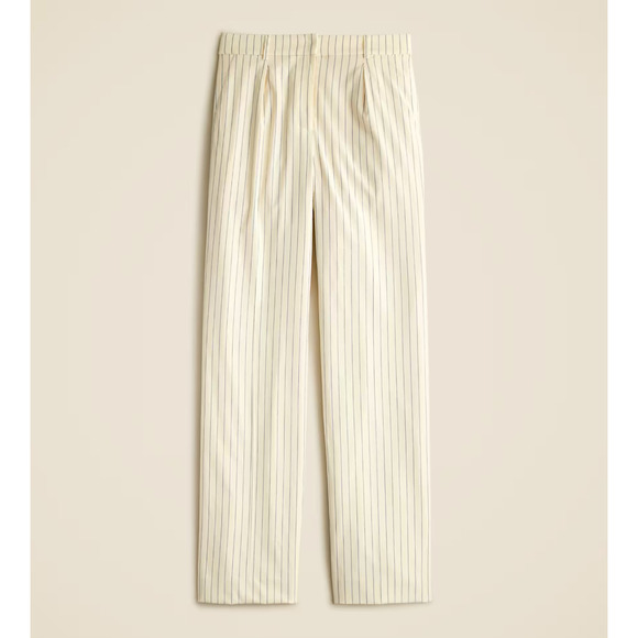 J.Crew Collection Portia Pant Ivory Pinstripe Italian Wool Classic US 10 NWT - Picture 4 of 15
